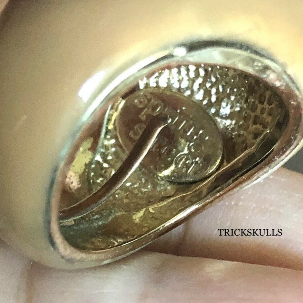 Spring Street Statement Skull Ring Tan Pearl Enam… - image 4